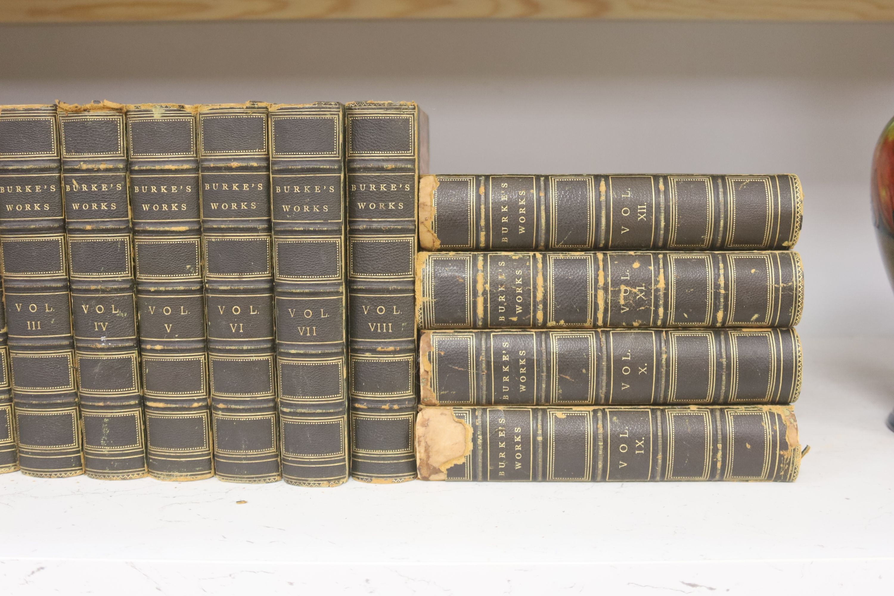 Burke - The Works - 12 vols, together with Cooper's Novels and other similarly bound vols (as bindings)